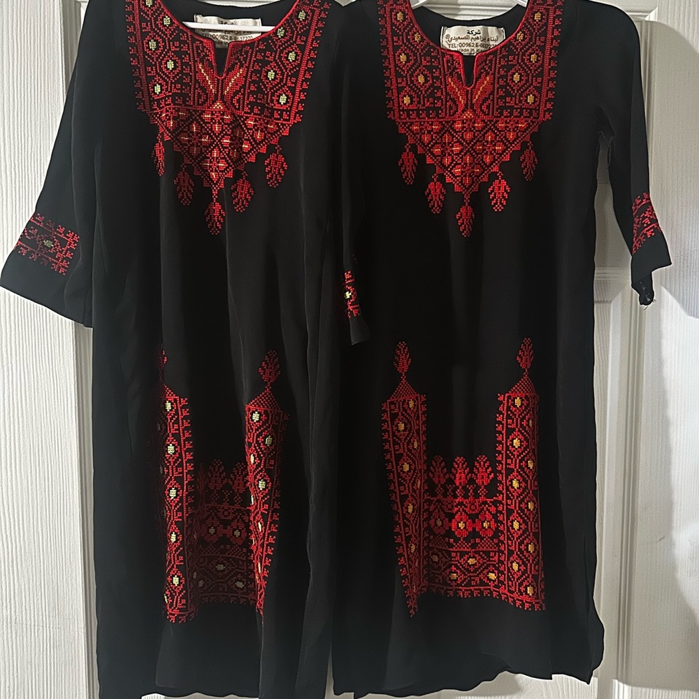Black and Red Embroidered Dress